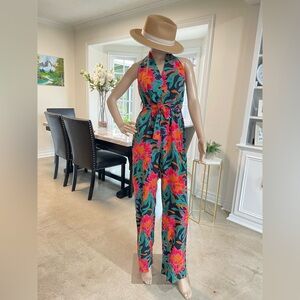 MANGO MNG Floral Halter Jumpsuit Summer